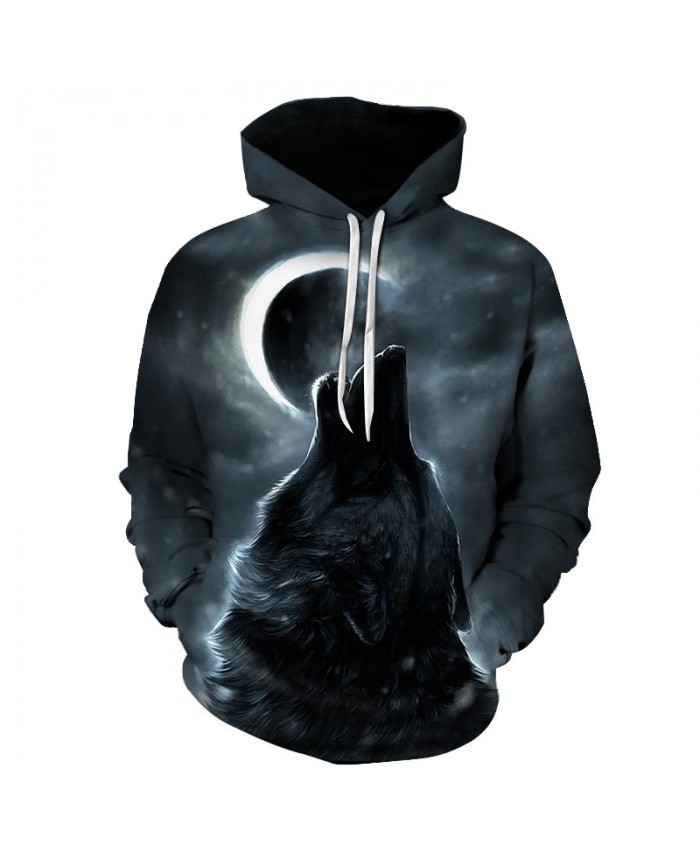 2021 New fashion wolf hooded hoodie 3D hooded printed wolf hoodie male ...
