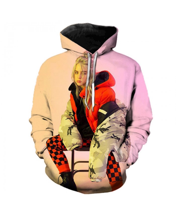 3d Billie Eilish Music Singer Hoodies Women Men Pullovers Autumn Hooded