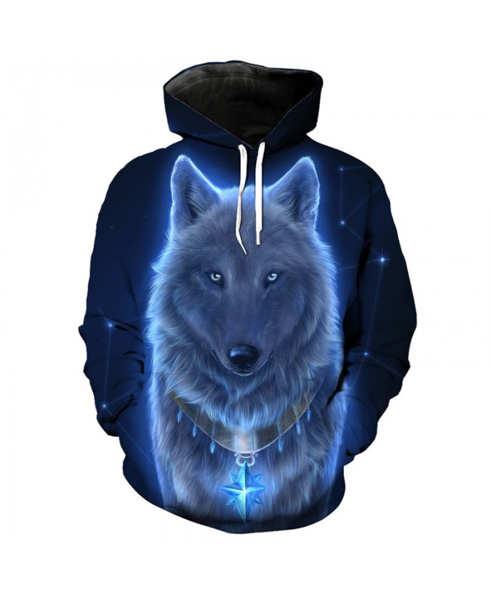 Fashion Wolf Hoodie Purple Star Feather Wolf Print Cool 3D Hooded ...