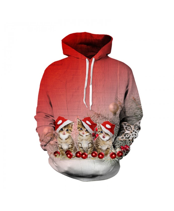 Christmas Cat Hoodies Sweatshirt Men Women Sudaderas Hombres Tracksuit Moletom Sportswear Pullover
